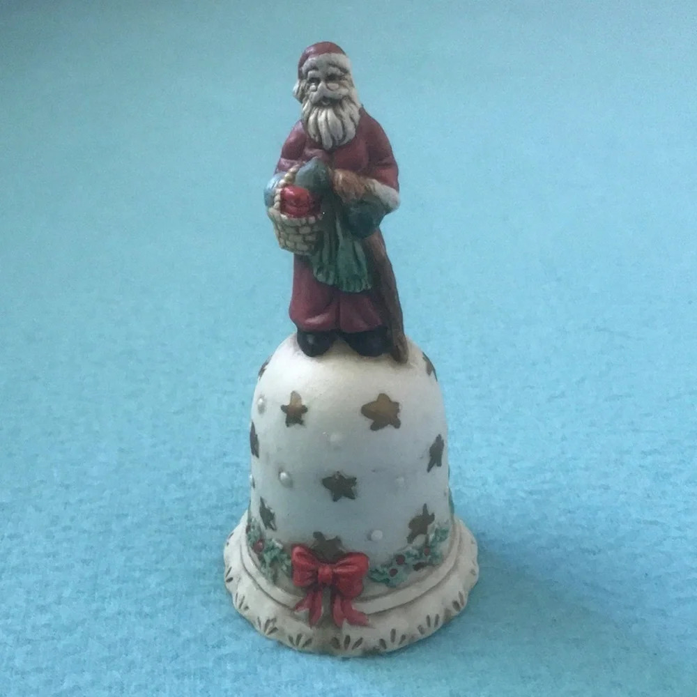 Santa Clause Christmas Bell vintage porcelain collection piece size 2.5 X 5